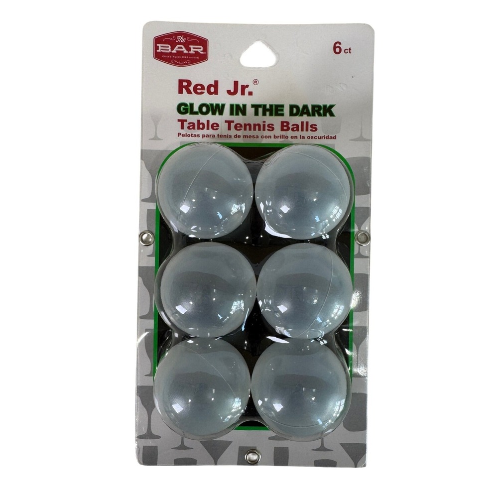 The Bar Red Jr Glow in the Dark Table Tennis Balls 6ct 40mm Ping Pong Balls